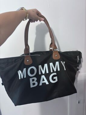 Black Mommy Bag with Brown Handles - Unbranded
